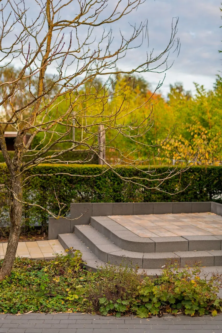 Landscaping project image featuring seasonal color layering supporting strong seasonal resilience in Post Falls, Coeur d'Alene, and North Idaho